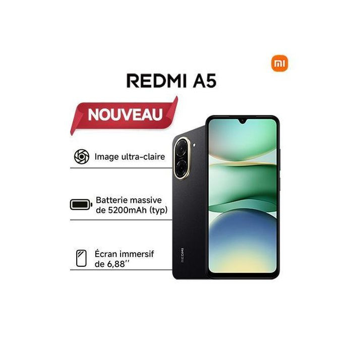 Xiaomi Redmi A5 - 6.88" - 2SIM - 4G - 8/32 Mpx - 3/64 Go - Noir